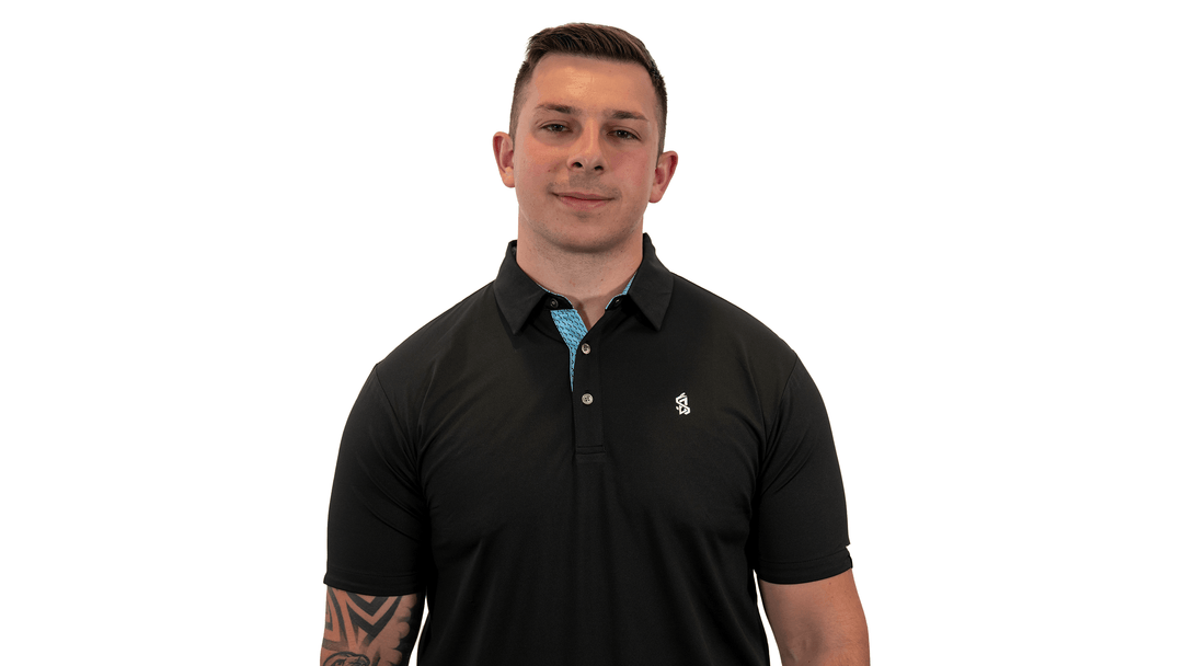black collared blowsnake golf shirt