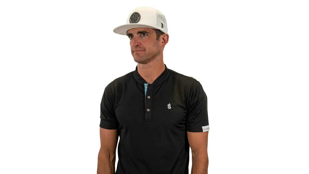 black blade collar blowsnake golf shirt